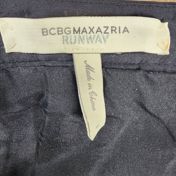 BCBGMAXAZRIA Runway Women's Size 10 Black Wool Pleated Silk Lined Mini Skirt - Picture 2 of 10